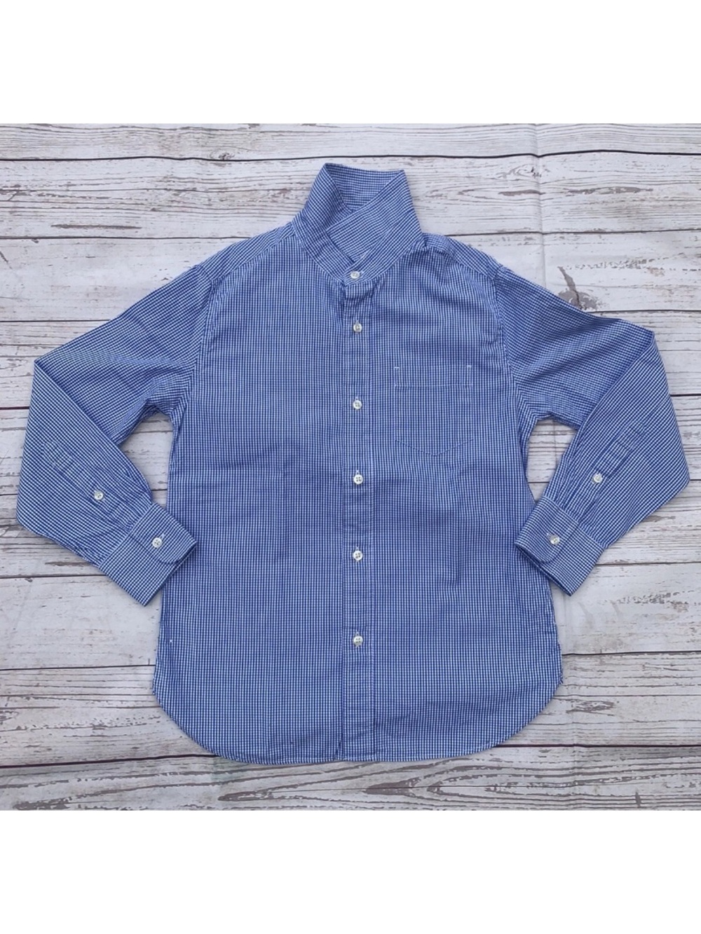 Crewcuts Kids Boys Sz 10 Thompson Blue Patterned Button-Down Shirt
